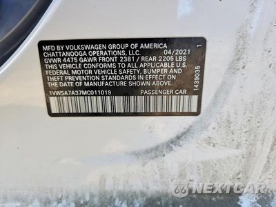 Zdjęcie 12 z 12 samochodu: 2021 VOLKSWAGEN PASSAT SE VIN:1VWSA7A37MC011019 - miniatura