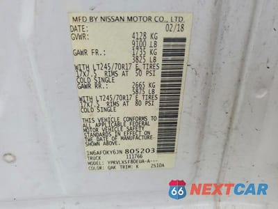 Zdjęcie 13 z 13 samochodu: 2018 NISSAN NV 2500 HD SV VIN:1N6AF0KY6JN805203 - miniatura