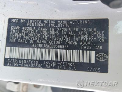 Zdjęcie 12 z 12 samochodu: 2016 TOYOTA CAMRY LE VIN:4T1BF1FK8GU566928 - miniatura
