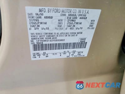 Zdjęcie 12 z 12 samochodu: 2000 FORD F250 SUPER DUTY VIN:1FTNW21S2YEE03802 - miniatura