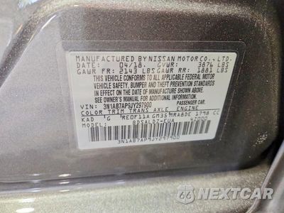 Zdjęcie 12 z 12 samochodu: 2018 NISSAN SENTRA SV VIN:3N1AB7AP9JY297900 - miniatura