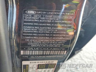 Zdjęcie 13 z 13 samochodu: 2012 LAND ROVER RANGE ROVER HSE VIN:SALME1D43CA385079 - miniatura
