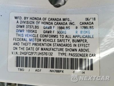 Zdjęcie 13 z 13 samochodu: 2018 HONDA CIVIC EX VIN:2HGFC2F71JH576132 - miniatura