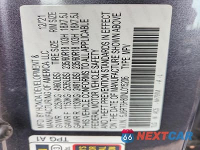 Zdjęcie 14 z 14 samochodu: 2022 HONDA CR-V EXL VIN:5J6RT6H80NL015206 - miniatura