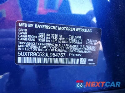 Zdjęcie 12 z 12 samochodu: 2018 BMW X3 XDRIVE30I VIN:5UXTR9C53JLD64767 - miniatura