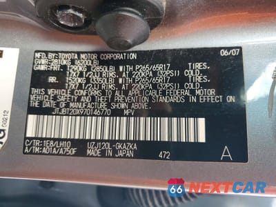 Zdjęcie 13 z 13 samochodu: 2007 LEXUS GX 470 VIN:JTJBT20X970146770 - miniatura