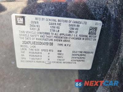 Zdjęcie 13 z 13 samochodu: 2013 GMC TERRAIN SLT VIN:2GKFLVE35D6415138 - miniatura