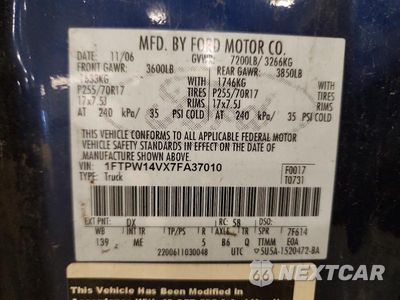 Zdjęcie 12 z 12 samochodu: 2007 FORD F150 SUPERCREW VIN:1FTPW14VX7FA37010 - miniatura