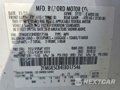 Zdjęcie 13 z 13 samochodu: 2014 FORD FLEX SEL VIN:2FMGK5C84EBD17546 - miniatura