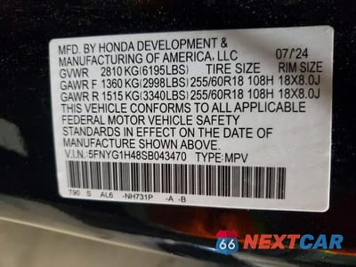 Zdjęcie 13 z 13 samochodu: 2025 HONDA PILOT EXL VIN:5FNYG1H48SB043470 - miniatura