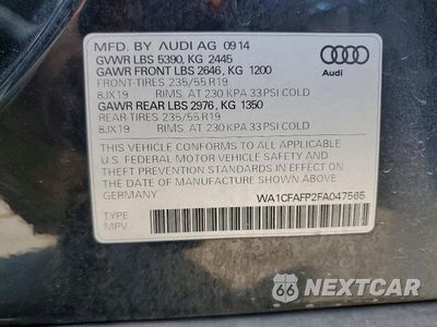 Zdjęcie 13 z 13 samochodu: 2015 AUDI Q5 PREMIUM VIN:WA1CFAFP2FA047565 - miniatura
