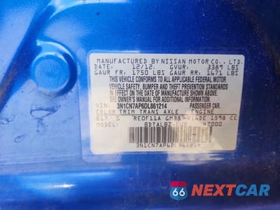 Zdjęcie 12 z 12 samochodu: 2013 NISSAN VERSA 1.6 S VIN:3N1CN7AP6DL861214 - miniatura