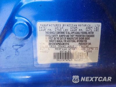 Zdjęcie 12 z 12 samochodu: 2013 NISSAN VERSA 1.6 S VIN:3N1CN7AP6DL861214 - miniatura