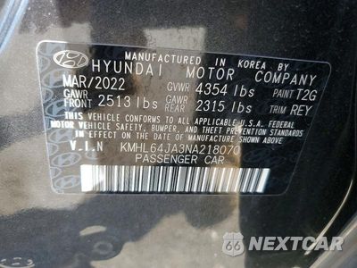 Zdjęcie 12 z 12 samochodu: 2022 HYUNDAI SONATA SEL VIN:KMHL64JA3NA218070 - miniatura