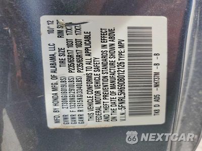 Zdjęcie 14 z 14 samochodu: 2013 HONDA ODYSSEY EXL VIN:5FNRL5H69DB012126 - miniatura