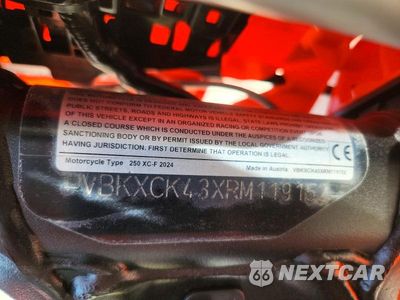 Zdjęcie 8 z 8 samochodu: 2024 KTM 250 XC-F VIN:VBKXCK43XRM119152 - miniatura
