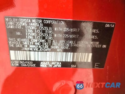 Zdjęcie 13 z 13 samochodu: 2014 TOYOTA RAV4 LE VIN:JTMZFREVXEJ010499 - miniatura