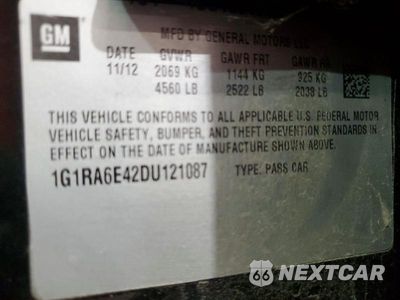 Zdjęcie 12 z 12 samochodu: 2013 CHEVROLET VOLT VIN:1G1RA6E42DU121087 - miniatura