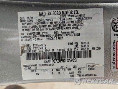 Zdjęcie 12 z 12 samochodu: 2009 FORD FUSION SE VIN:3FAHP07Z09R135923 - miniatura