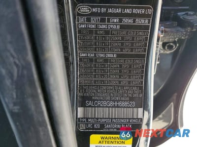 Zdjęcie 13 z 13 samochodu: 2017 LAND ROVER DISCOVERY SPORT HSE VIN:SALCR2BG8HH688523 - miniatura