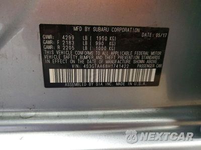 Zdjęcie 12 z 12 samochodu: 2017 SUBARU IMPREZA VIN:4S3GTAA68H1741422 - miniatura