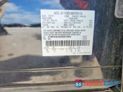 Zdjęcie 13 z 13 samochodu: 2019 FORD EDGE TITANIUM VIN:2FMPK4K99KBB70866 - miniatura