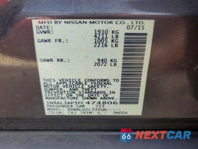 Zdjęcie 12 z 12 samochodu: 2015 NISSAN ALTIMA 2.5 S VIN:1N4AL3AP3FC474806 - miniatura