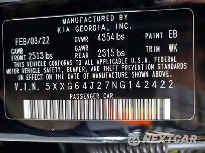 Zdjęcie 13 z 13 samochodu: 2022 KIA K5 GT LINE VIN:5XXG64J27NG142422 - miniatura