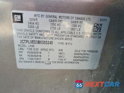 Zdjęcie 12 z 12 samochodu: 2011 GMC TERRAIN SLT VIN:2CTFLVE53B6355245 - miniatura