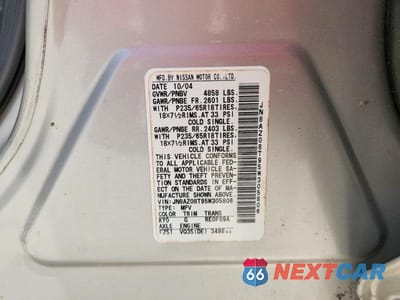 Zdjęcie 13 z 13 samochodu: 2005 NISSAN MURANO S VIN:JN8AZ08T95W305806 - miniatura