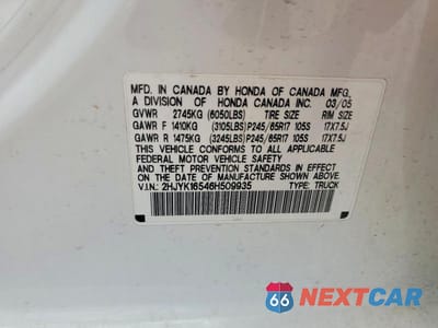 Zdjęcie 12 z 12 samochodu: 2006 HONDA RIDGELINE RTL VIN:2HJYK16546H509935 - miniatura