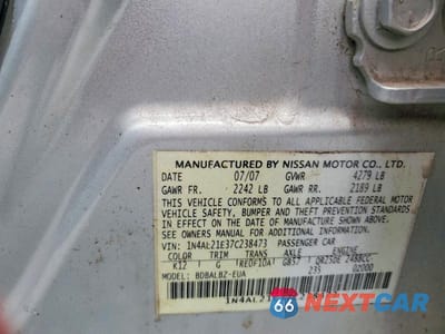 Zdjęcie 12 z 12 samochodu: 2007 NISSAN ALTIMA 2.5 VIN:1N4AL21E37C238473 - miniatura