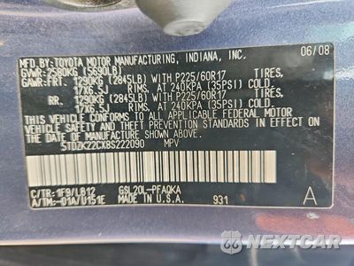 Zdjęcie 13 z 13 samochodu: 2008 TOYOTA SIENNA XLE VIN:5TDZK22CX8S222090 - miniatura