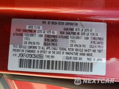 Zdjęcie 14 z 14 samochodu: 2019 MAZDA CX-5 TOURING VIN:JM3KFACM3K0540559 - miniatura