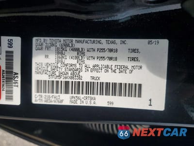 Zdjęcie 12 z 12 samochodu: 2019 TOYOTA TUNDRA SR VIN:5TFUM5F16KX083382 - miniatura