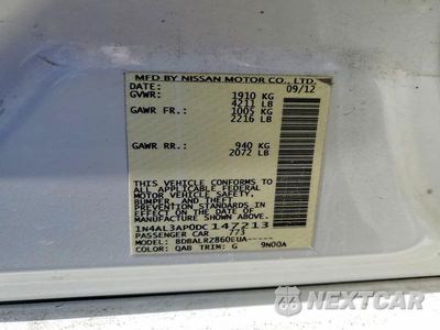 Zdjęcie 12 z 12 samochodu: 2013 NISSAN ALTIMA 2.5 VIN:1N4AL3AP0DC147213 - miniatura
