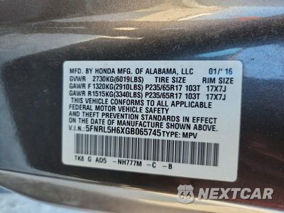 Zdjęcie 14 z 14 samochodu: 2016 HONDA ODYSSEY EXL VIN:5FNRL5H6XGB065745 - miniatura