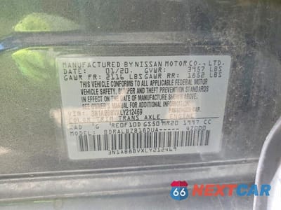 Zdjęcie 12 z 12 samochodu: 2020 NISSAN SENTRA S VIN:3N1AB8BVXLY212469 - miniatura
