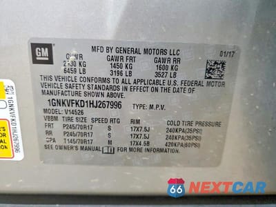Zdjęcie 13 z 13 samochodu: 2017 CHEVROLET TRAVERSE LS VIN:1GNKVFKD1HJ267996 - miniatura