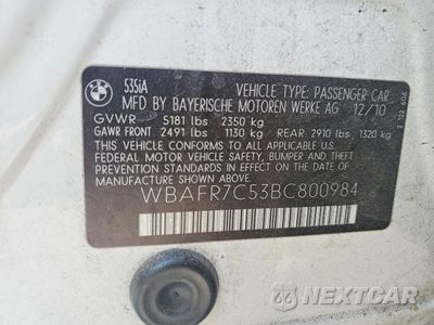 Zdjęcie 12 z 12 samochodu: 2011 BMW 535 I VIN:WBAFR7C53BC800984 - miniatura