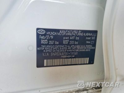 Zdjęcie 12 z 12 samochodu: 2019 HYUNDAI SONATA SE VIN:5NPE24AF3KH781581 - miniatura
