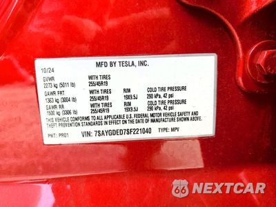 Zdjęcie 12 z 12 samochodu: 2025 TESLA MODEL Y VIN:7SAYGDED7SF221040 - miniatura
