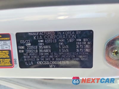 Zdjęcie 13 z 13 samochodu: 2022 KIA NIRO LXS VIN:KNDCB3LCXN5547978 - miniatura