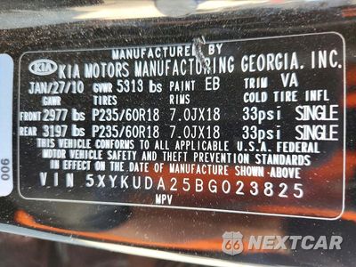 Zdjęcie 13 z 13 samochodu: 2011 KIA SORENTO EX VIN:5XYKUDA25BG023825 - miniatura