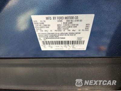 Zdjęcie 13 z 13 samochodu: 2018 FORD EXPLORER XLT VIN:1FM5K8D83JGA75889 - miniatura