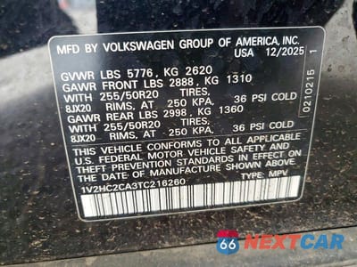 Zdjęcie 13 z 13 samochodu: 2026 VOLKSWAGEN ATLAS CROSS SPORT SE VIN:1V2HC2CA3TC216260 - miniatura