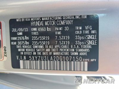 Zdjęcie 13 z 13 samochodu: 2013 HYUNDAI SANTA FE SPORT 2.0T VIN:5XYZU3LA2DG107150 - miniatura