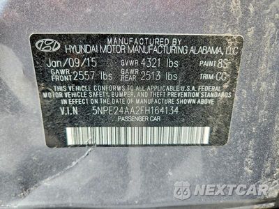 Zdjęcie 12 z 12 samochodu: 2015 HYUNDAI SONATA ECO VIN:5NPE24AA2FH164134 - miniatura