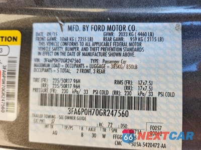 Zdjęcie 12 z 12 samochodu: 2016 FORD FUSION SE VIN:3FA6P0H70GR247560 - miniatura