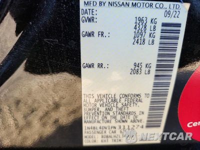 Zdjęcie 12 z 12 samochodu: 2023 NISSAN ALTIMA SV VIN:1N4BL4DV1PN311274 - miniatura